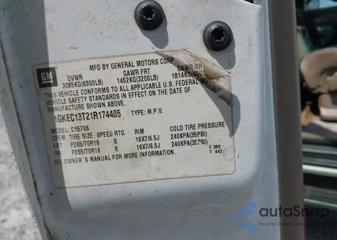 2001 GMC Yukon Sle z USA, uszkodzony, nr VIN 1GKEC13T21R174405